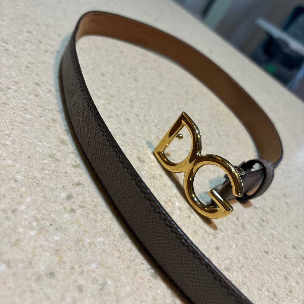 Dolce & Gabbana Brown Belt with Gold Logo